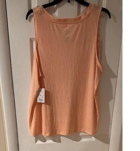 Croft & Barrow  Women's Pajama Tank Top & Short Set Peach solid & Gingham 1X NWT thumbnail 3