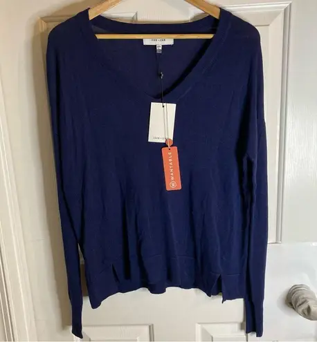 John + Jenn  NEW V neck, navy blue, Isaiah sweater in deep end, size medium