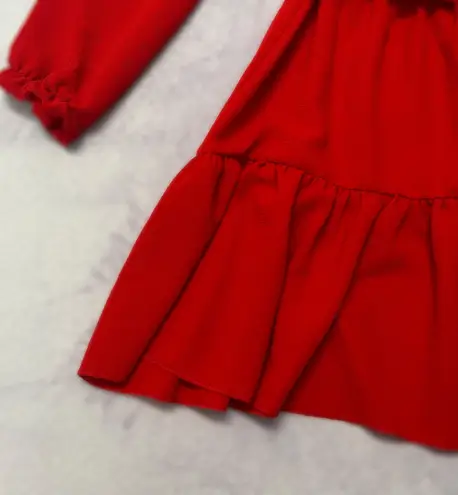 In The Style Red Crepe Bardot Frill Hem Mini Dress