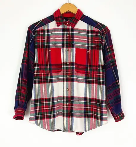 American Vintage Vintage ✨ Colorblock Plaid Button-Front Top