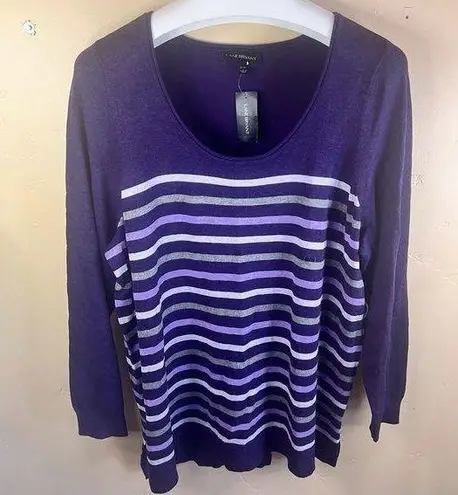 Lane Bryant NWT  Womens Long Sleeve Tunic Sweater Size 22/24 Purple Striped