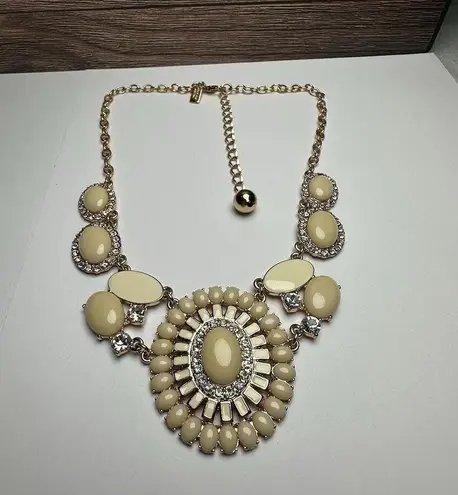 Kate Spade Capri Garden Bib Statement Cream Rhinestone & Enamel Necklace Gold