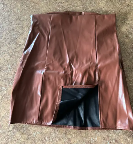 SheIn Brown Leather Mini Skirt