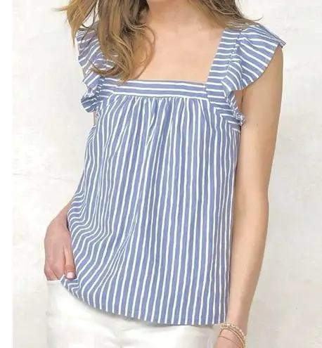 LC Lauren Conrad Lauren Conrad Stripe Ruffle Sleeveless Tank Top 4X Women's Plus Shirt Nautical