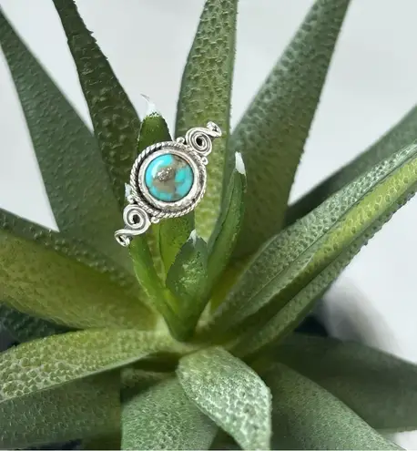 925 Sterling Silver Ladies Circle Cut Turquoise Ring Western Jewellery Gift Sz 9 Blue