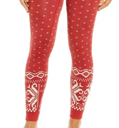 Sweaty Betty London Red Fairisle Base Layer Leggings Size L New with Tags
