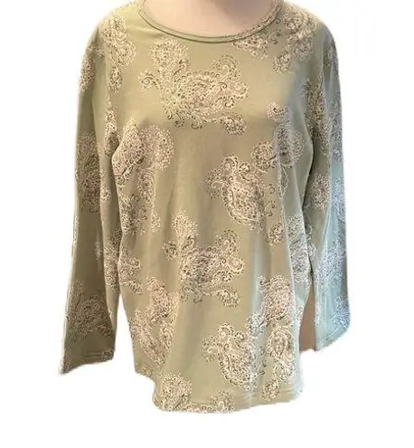 Blair Mint Green With Paisley Print Long Sleeve Round Neck Sweatshirt Size M