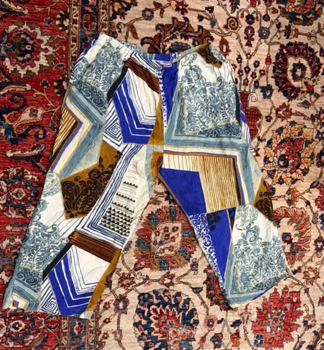 Jams World 50 Years Patchwork Abstract Print Pants Blue Multi Size Large