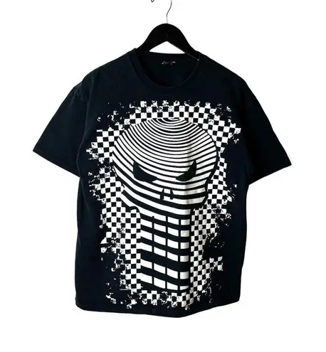 Marvel Vintage Y2K Punisher T Shirt Black Large L Graphic Tee Cotton Solid Logo