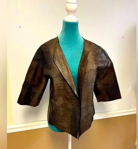 Lafayette 148 NYC Snake Print Leather Blazer – Size 10