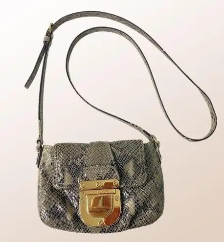 Michael Kors MICHAEL  taupe & brown snake embossed leather crossbody purse VGUC