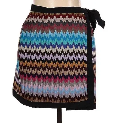 Reclaimed Vintage Wrap Mini Skirt Chevron Pattern Colorful Multicolored Retro 10