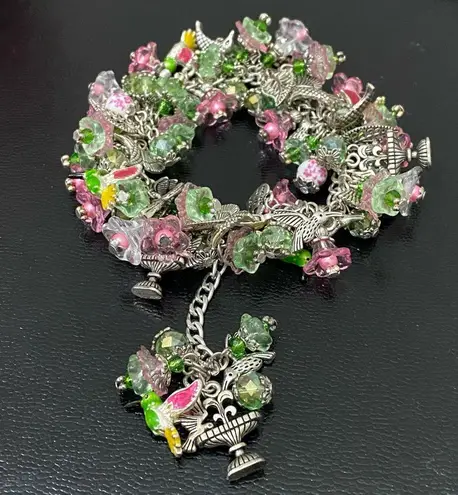 Hummingbird Handmade Spring Themed Flowers Chunky Beaded Fun Bracelet