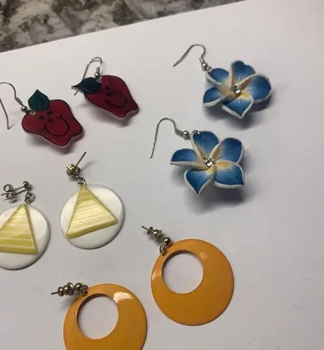 Lot Of 5 Costume Earrings Pierced Dangle Variety