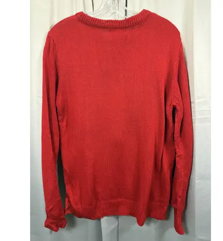 Poof New York Sweater Womens Medium Red Santa Ugly Christmas Pullover 3D Pom Pom