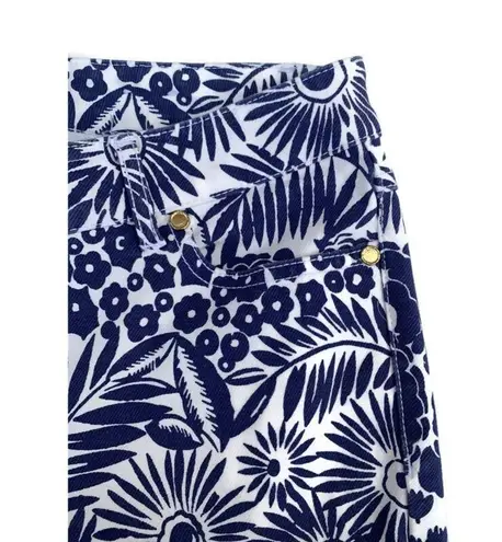 J. McLaughlin Lexi Blue White Floral Slim Stretch Cropped Pants 4