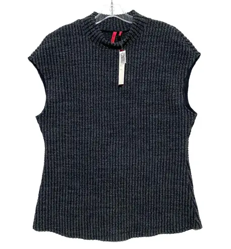 Black Sleeveless Ribbed Sweater Womens L Minimalist Dark Romantic Goth Capsule Size L