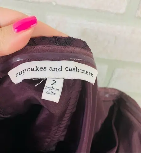 Cupcakes and Cashmere Adalira Off The Shoulder Lace Dress in Aubergine Size 2