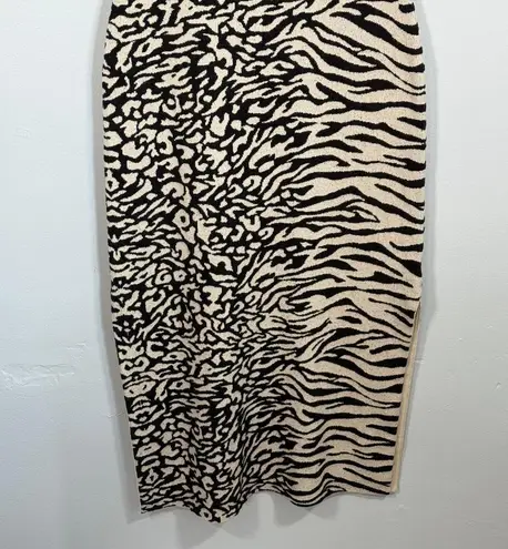 Proenza Schouler White Label Sleeveless Knit Zebra Leopard Midi Dress Womens M Black Size M