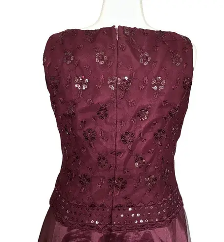 Vintage 90s Maroon Whimsigoth Prom Dress & Scarf XL Sequins A Line Vamp Romantic Purple