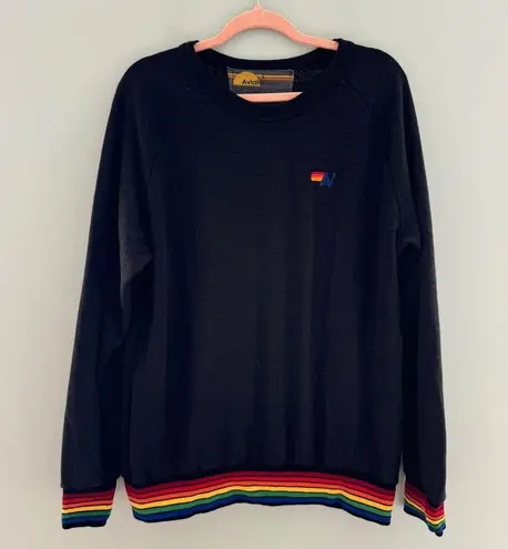 Aviator Nation Rainbow Rib Crew Sweatshirt