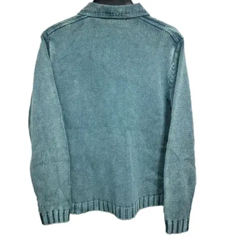 NEW PBJ Blues Acid Washed Deep Sea Green Denim Trim Sweater Jacket Extra Large Size XL