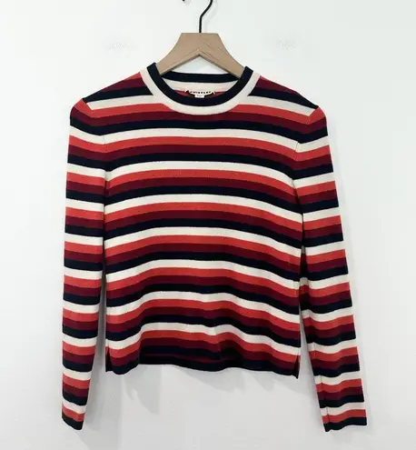 Whistles Striped Wool Sweater Women’s Size 4 Red Navy Cream Long Sleeve Pullover
