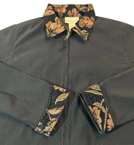 Susan Graver Vintage Full Zip Autumn Microsuede Jacket Black Size Medium