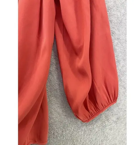 Diane Von Furstenberg Diane Von Furstenburg Women's Blouse Solid Coral Silk Size 4 Pleated 3/4 Sleeve