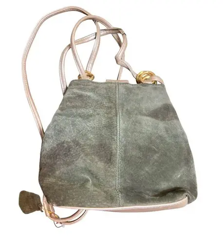 Vtg Claude Van Pelle Green Tan Suede Leather Purse Shoulder Crossbody Bag NWT