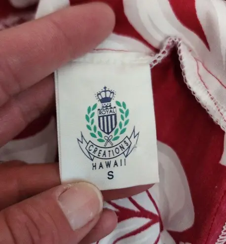 Hawaii Creations Crimson Aloha Tropical Floral Smock Dress Size Small