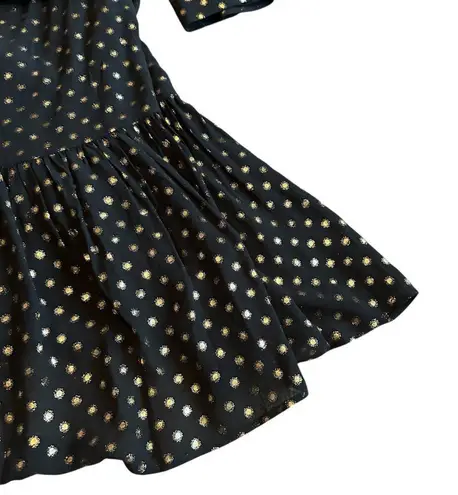 Figue Caroline Metallic Wrap Dress Black Gold Kimono Wide Sleeves Size Small