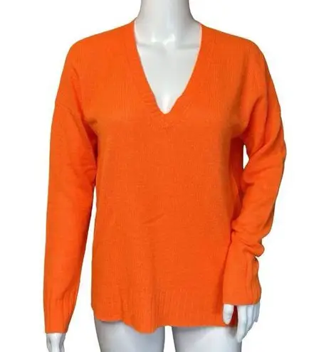 360 Cashmere  Sweater Womens XS Bright Orange 100% Cashmere Luxury Casual Preppy