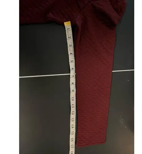 Women's Love Kuza Red Marron Quilted Ruffled Long Sleeve Blouse M Casual Top Size M