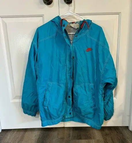 Nike Vintage  Grey Tag Turquoise Windbreaker Jacket Womens Size M