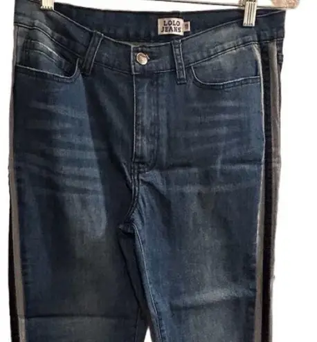 Lolo Women's Ankle Jeans Size 11 Blue Side Stripe Stretch Denim