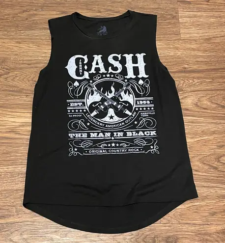 Zion Sleeveless Johnny Cash Tshirt Black With White Letters Size Large