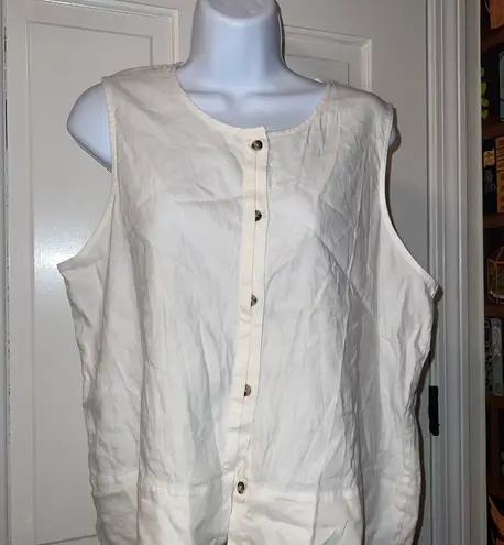 Club Monaco Cream Boxy Button Down Shirt Linen Blend NWT Size Large