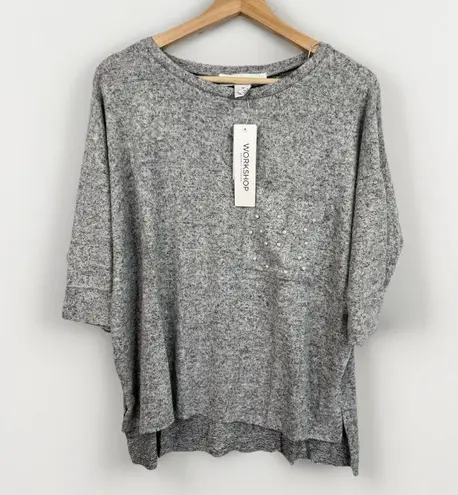 Workshop Republic Clothing WORKSHOP Republic Size S Heather Grey Pearl Soft Knit Top Athleisure Casual