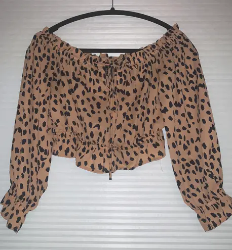 Forever 21 Animal Print Off The Shoulder Top