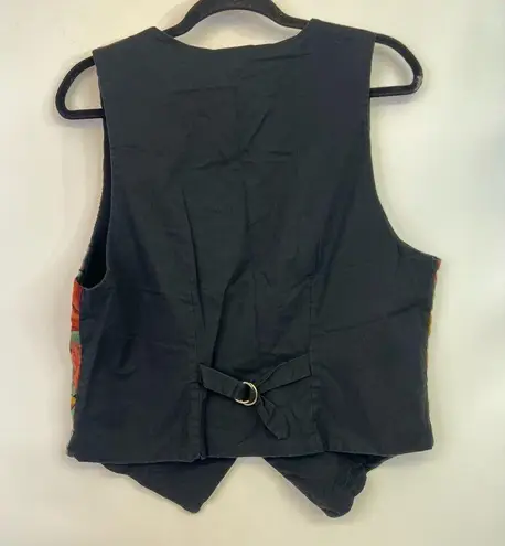 Vintage Corduroy Vest 90s Fall Plants Retro Academia Button Front Medium