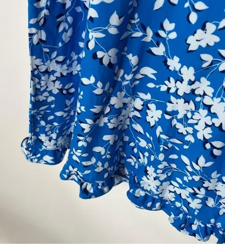 Draper James Sleeveless Floral Ruffle Bottom Dress Blue White Size Small / Med