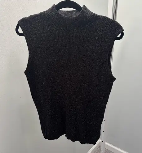 Dana Buchman Black Metallic Sleeveless Knit Top