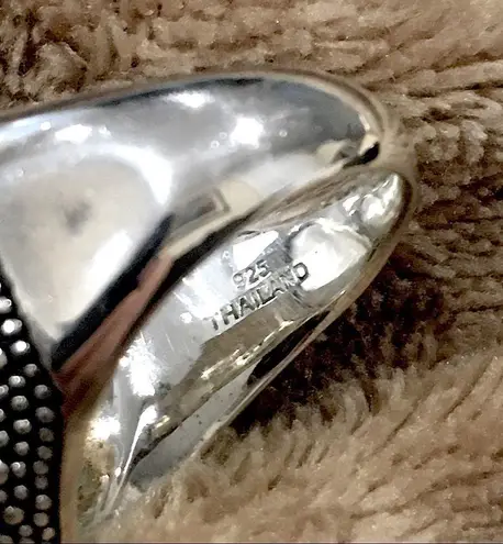 MICHAEL DAWKINS Starry Night Sterling Silver Mother of Pearl Doublet Ring Sz 10