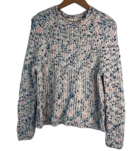 Silverflint Colorful Knit Fuzzy Soft Sweater Crewneck Pullover Size Small White