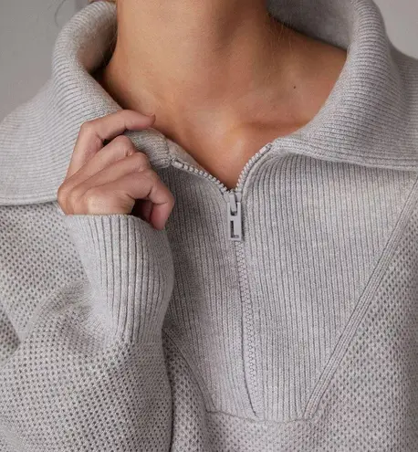 ✨Lunya Cottonsilk™ Collared Half Zip Mellow Heather Grey Sz Large Sweater✨ Gray