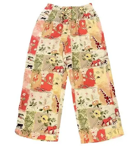 Amy K Su Sport Safari Animals Colorful Drawstring Lounge Pajama Pants Sz M Yellow Size M