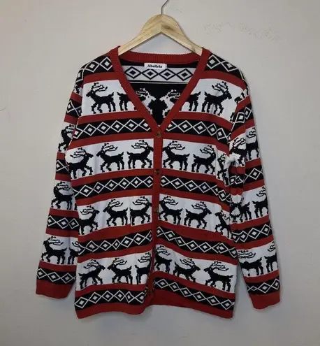 Merry Christmas Womens Cardigan Knit Sweater Holiday Long Sleeve Red Size Large