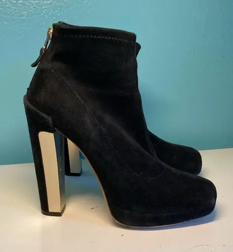 Brian Atwood  Black Suede Heeled Ankle Boots Size 7.5