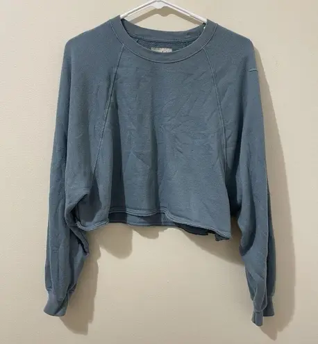 Gilly Hicks  Blue Crop Top Sweatshirt Workout Sweater Casual Pullover Size XS